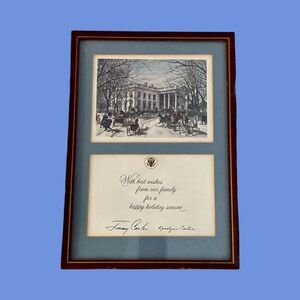 1978 White House Christmas Card Jimmy & Rosalynn Carter Framed Presidential